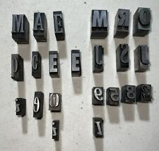 VTG Antique Lead Printing Press Typeset Letters Metal Reverse Mixed Lot 22 picture