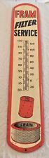 Original Vintage Fram Oil Filter Service Thermometer Gas Station 39” Metal Sign picture