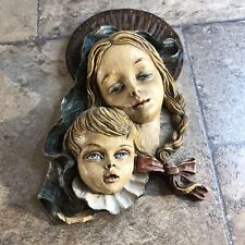 Vintage Virgin Mary Madonna and Baby Jesus Wall Hanging Plaque Resin Italy 8” picture