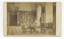 WARWICK CASTLE CDV PHOTO INTERIOR, SUITS ARMOR, MOOSE HORNS, SWAN, BY F. BEDFORD picture