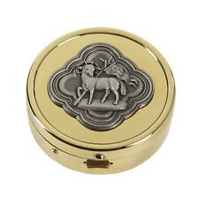 N.G. 24kt Gold Plated Agnus Dei Catholic Host Pyx for Church Supplies, 2 Inch picture