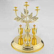 Orthodox Gold Vigil Dish Set Trail for 5 Bread Christian Souvenir Ornament Gift picture