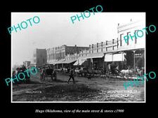 OLD LARGE HISTORIC PHOTO OF HUGO OKLAHOMA THE MAIN STREET & STORES c1900 picture