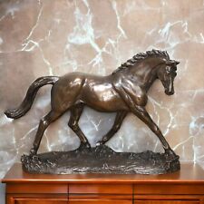 Elegant Bronze Resin Horse Statue Majestic Equestrian Figurine Home Decor Gift picture