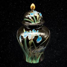 VTG Takahashi San Francisco Iris Black Onyx Ceramic Lidded Ginger Jar 7.5”T 4”W picture