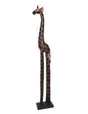 HUGE 59 IN GIRAFFE MOTHER BABY WOOD SCULPTURE STATUE AFRICAN ART HAND MADE 5 FT picture