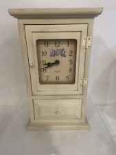 Vntg Bulova Wooden Mantle Clock Floral W/Jewelry/Key Storage See Photos Tested picture