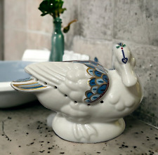 Vintage Elizabeth Arden Ceramic Duck Potpourri Holder Byzantium Blue Feathers picture