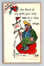 Artist Dwiggins Dwig Valentine In Flood of Grief Love Is Ship of Refuge Postcard picture