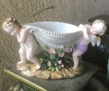 Antique Sevres Porcelain Figural Group Angel Cherubs Carrying Net Flowers picture