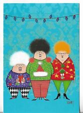 NEW LEANIN TREE Christmas Card approx 4.75x6.75 Comical 3 Ladies Ugly Sweaters picture