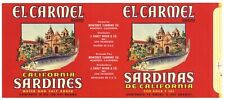 El Carmel Brand, Monterey, California **AN ORIGINAL 1950s CAN LABEL** Sardines  picture