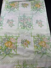 Vtg Cannon Monticello No Iron Percale Floral French Cottage Garden Flat 76x96 picture