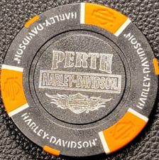 PERTH HD ~ AUSTRALIA (Black/Orange #1 stamp) International Harley Poker Chip picture