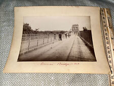 Antique Mounted Photograph: Menai Strait Wales Suspension Bridge Anglesey Island picture