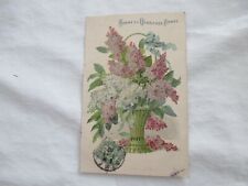 EMBOSSED FANTASY CPA - LIKE CHROMO 1900 - GOOD AND HAPPY YEAR - LILAC picture
