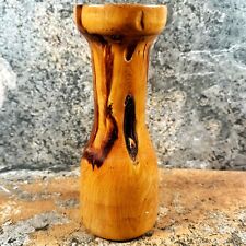 Vintage BURL WOOD Bud Vase Mid Century Modern Hand Turned 9” Home Decor picture