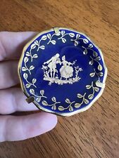 Vintage Limoges France Blue Porcelain Miniature Decor Plate Victorian Couple 2” picture