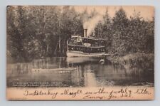 SHIPS Steamer Topinabee @ Devil's Elbow Inland Route MI 1908 Antique Postcard $D picture