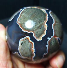 TOP 278G Natural Polished Football Agate Crystal Sphere Ball Healing WD583 picture