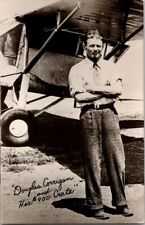 RPPC Postcard Pilot Douglas Corrigan $900 Crate Airplane Dublin IE 1938    D-689 picture