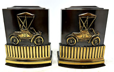 PM Antique Car Metal Bookends by Philadelphia Mfg. Co, Hand Cast Metalware picture