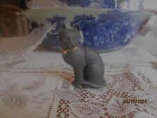 Franklin Mint's Curio Cabinet Cat Collection 1988 Black Basalt with gold collar picture