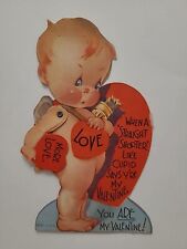 Vtg Mechanical CUPID Straight Shooter Kewpie VALENTINE CARD picture