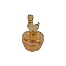 Vintage Jeanette Glass Poodle Trinket Box /Powder Jar Iridescent  picture
