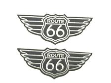2 PCS SMALL ROUTE 66 WING biker Emb patches 4-3/4x2