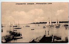 Postcard Stonington Harbor Connecticut CT UNP Sailboats Docks picture