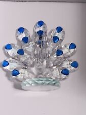 Crystal  Prism And Blue Rhine Stones Glass Peacock Figurine picture