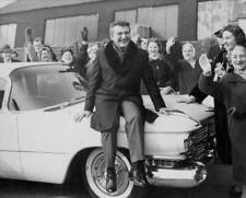 Pianist Liberace Sitting On A Cadillac Surrounded By Fans 1960 Old Photo picture
