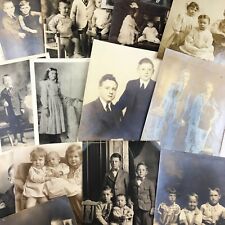 Vintage Sepia Photo Lot of 13 Old Timey Antique Studio Portraits Siblings Kids picture
