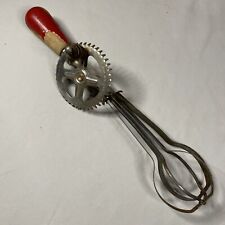 Antique 1920’s Red Handle A&J Egg Beater Hand Mixer Farmhouse Decor-working picture