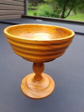 vintage turned wooden bowl on pedestal walnut? picture
