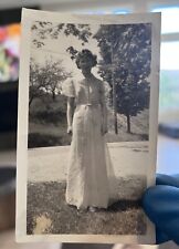 c1930s Beautiful Woman White Dress Gown Gorgeous Snapshot Photo Snap Vtg Vintage picture
