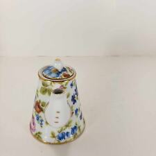 Nantucket Vintage White Floral Ceramic China Mini Teapot Home Decor Collectible picture