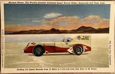 Bonneville Salt Flats Mormon Meteor Famous Race Car Utah Postcard 1951 picture