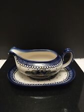 Vintage Unikat Polish Pottery  Gravy Boat With Saucer. Beautiful  picture