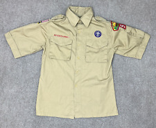 Boy Scouts Shirt Boys BSA Uniform Youth Medium Brown Button Up Patches Kids picture