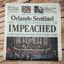 President Donald Trump Impeached Newspaper 2019 Orlando Sentinel 12/1 9/19 MAGA picture
