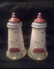 Vintage Lighthouse w Rocky Base Salt and Pepper Shakers picture