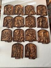 Wood Stained And carved stations Of The cross picture