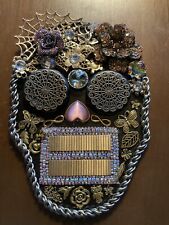 Day Of The Dead Sugar Skull Found Objects Jewelry 8”x6” picture