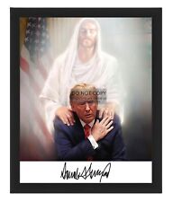 PRESIDENT DONALD TRUMP JESUS HOVERING AUTOGRAPHED 8X10 FRAMED PHOTO picture