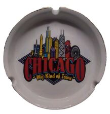Vintage Chicago Skyline Ceramic Ashtray, Trinket Dish, Paint Brush Holder picture