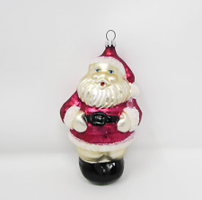 Figural Glass Jolly Laughing Santa Claus Christmas Ornament ~ Germany ~ 5-1/2