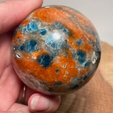 Beautiful Orange Calcite “Sunstone” with Blue Apatite Sphere 293 Grams picture