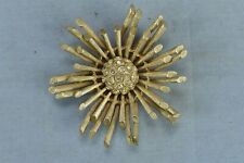 Vintage CORO SNOWFLAKE STAR BURST BROOCH GOLD TONE with RHINESTONE CENTER #06518 picture